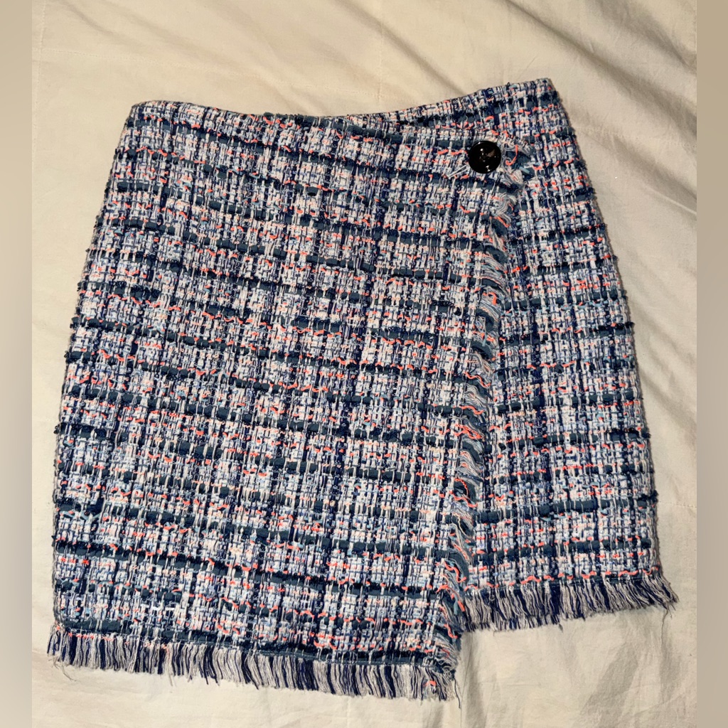 Suistudio Tweed Mini Pencil Skirt Skort Blue Pink Suitsupply Limited Schoolgirl